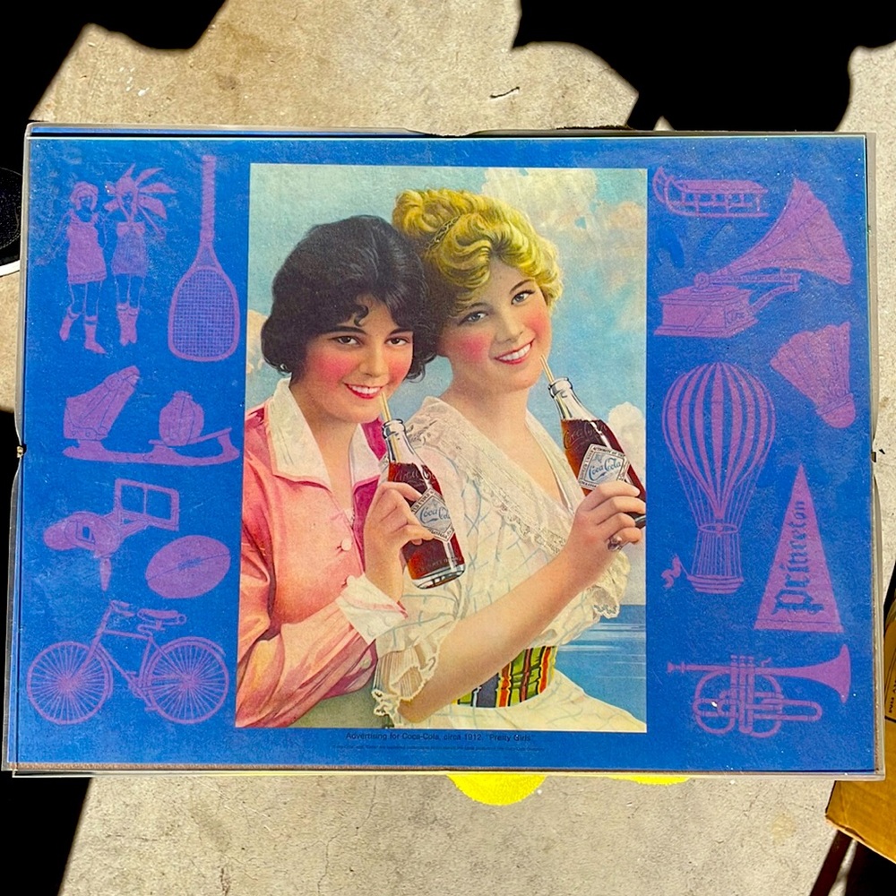 Vintage framed Coca Cola advertising. Circa 1912 “Pretty girls”.